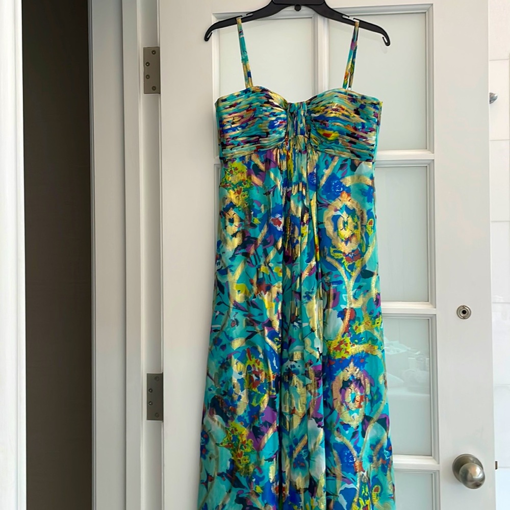 Oleg Cassini Flora Maxi Spaghetti Strap Formal Dress. Size 0
